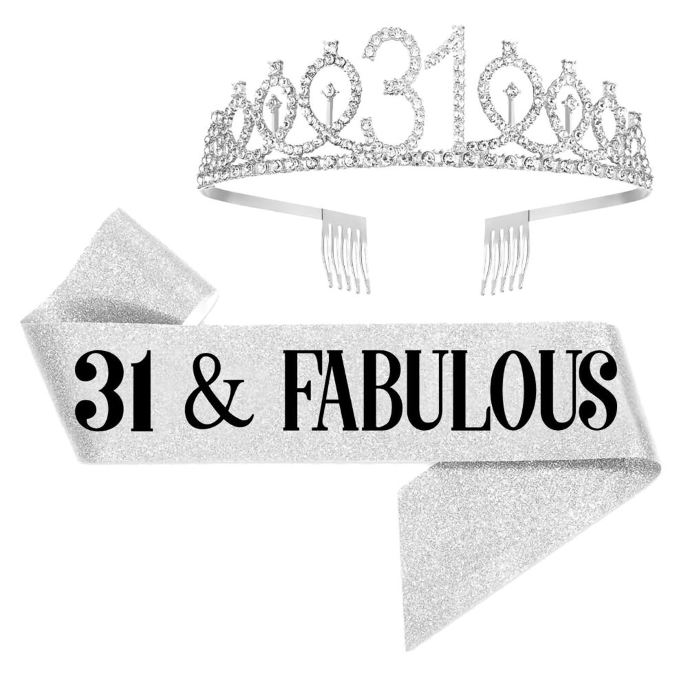 8676 31st Birthday Sash and Tiara , 31 & Fabulous Birthday Sash and Crown